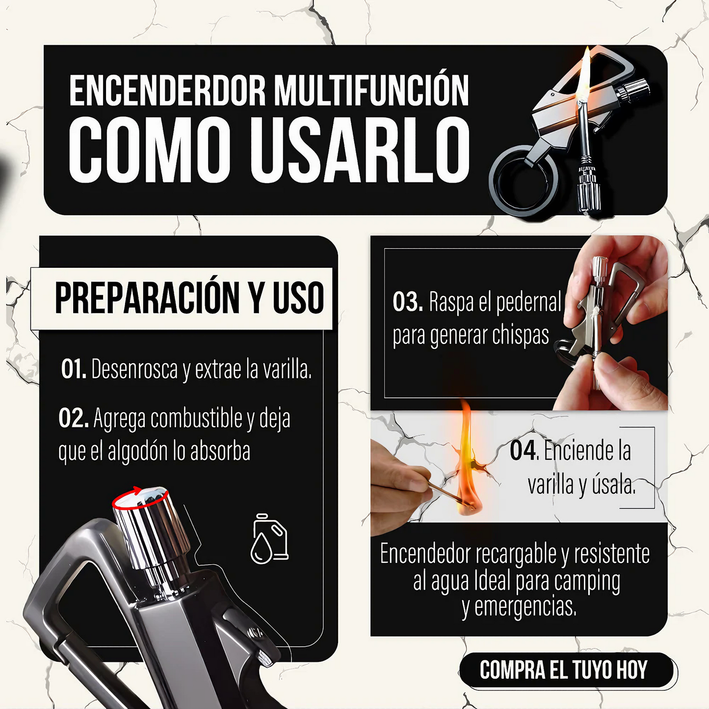 Encendedor Vulcano Todo Terreno 3 en 1
